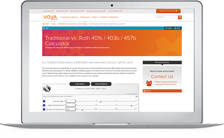 Traditional vs. Roth IRA Calculator